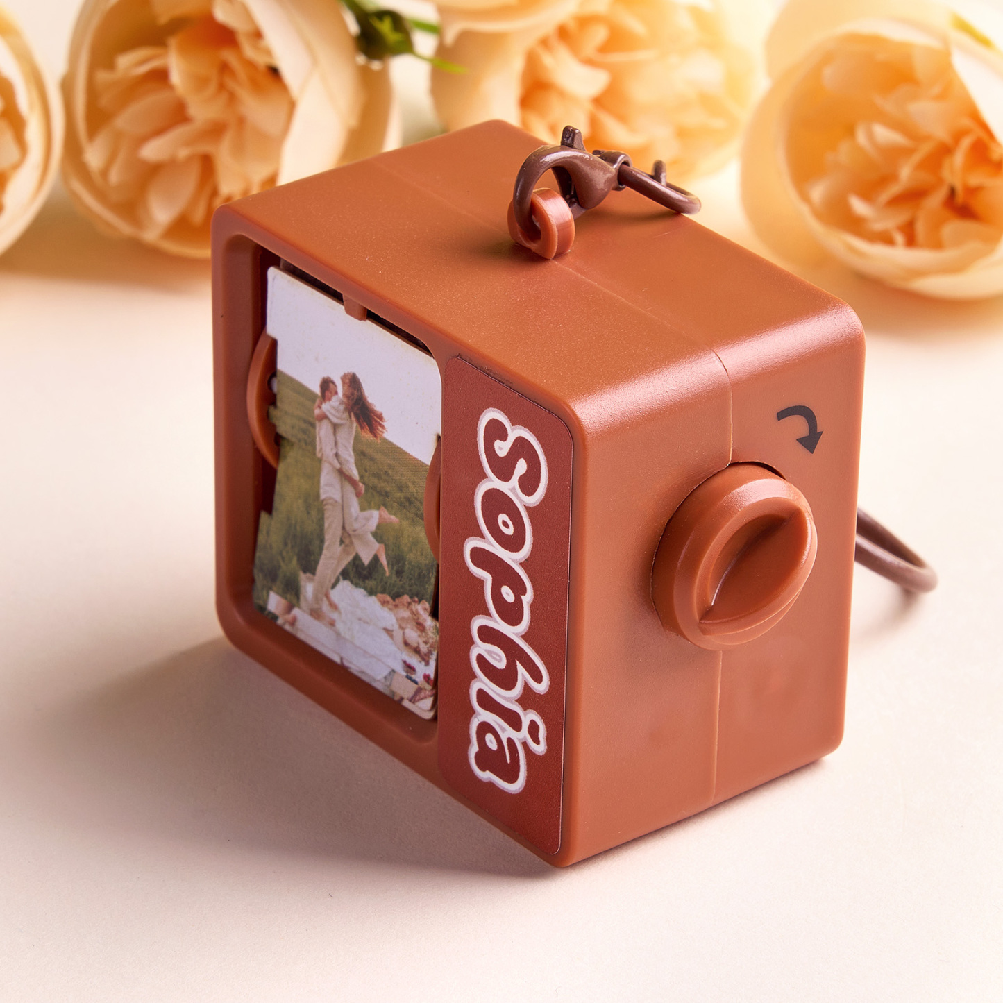 Porte-clés Photo À Retournement Personnalisé Avec Enrouleur Automatique - Cadeau Surprise - votrecollierprenomfr