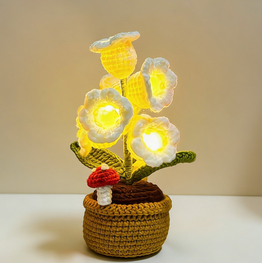 Muguet Romantique Au Crochet Avec Led – Fleur Tricotée Lumineuse Pour La Saint-valentin - votrecollierprenomfr