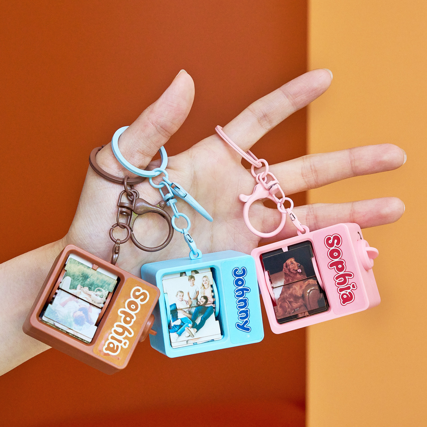 Porte-clés Photo À Retournement Personnalisé Avec Enrouleur Automatique - Cadeau Surprise - votrecollierprenomfr