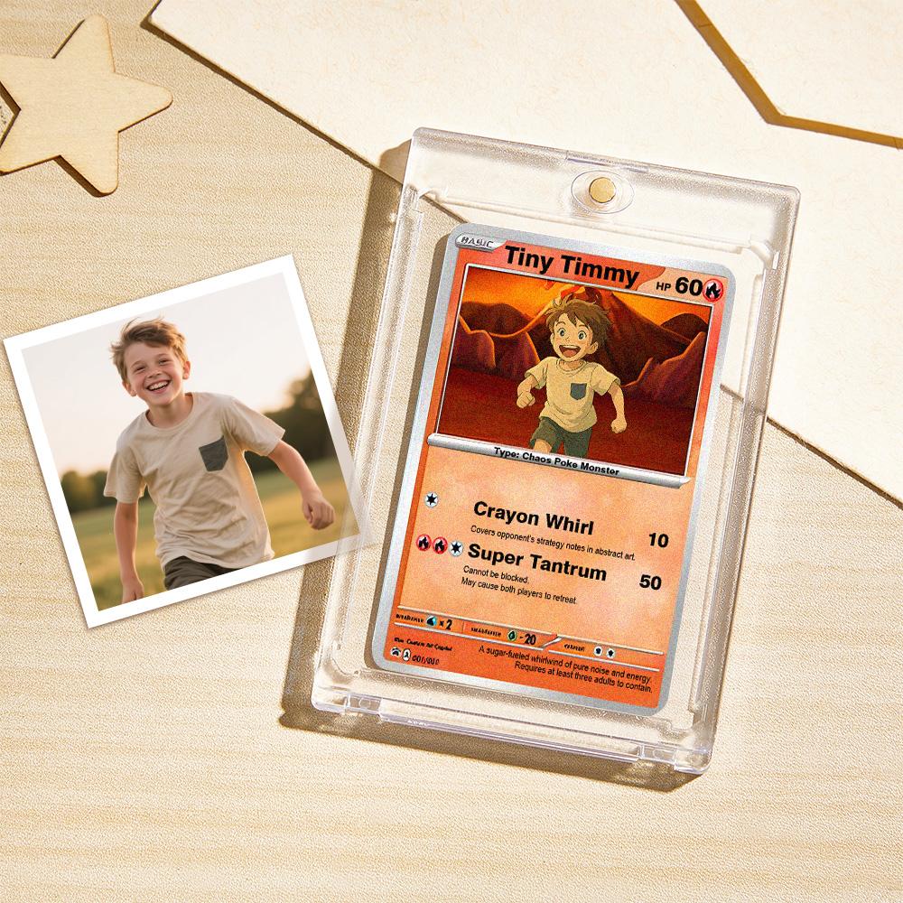 Carte Pokémon Personnalisée Pour Enfant À Partir D'une Photo - Poster Humoristique Personnalisé - Cadeau Style Pokémon Pour Enfants