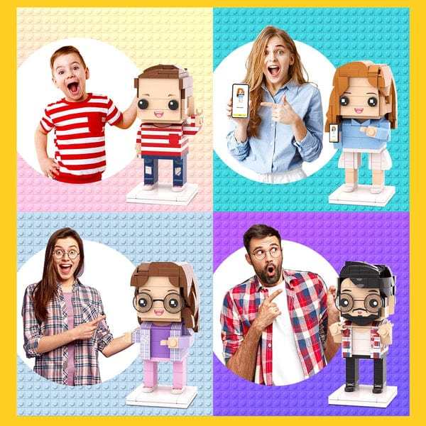 Figurines En Brique Personnalisées Corps Complet Personnalisable 1 Personne Meilleurs Cadeaux Pour La Fête Des Pères - votrecollierprenomfr