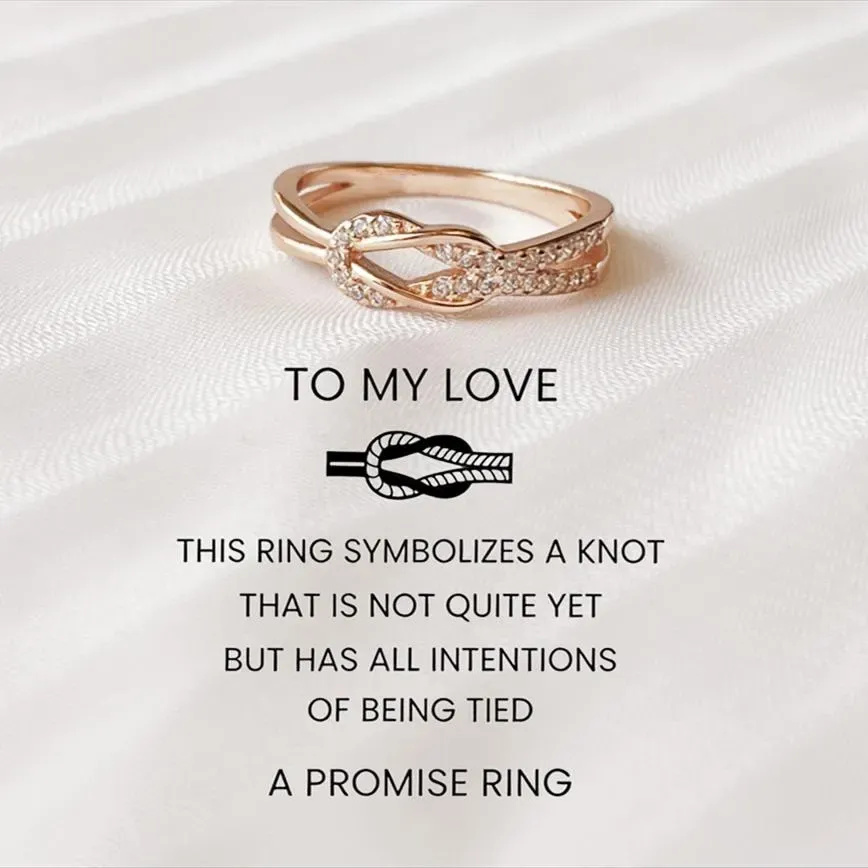 Bague De Promesse Avec Nœud D'amour Infini, Bague En Zircone Cubique, Cadeau Pour Petite Amie - votrecollierprenomfr