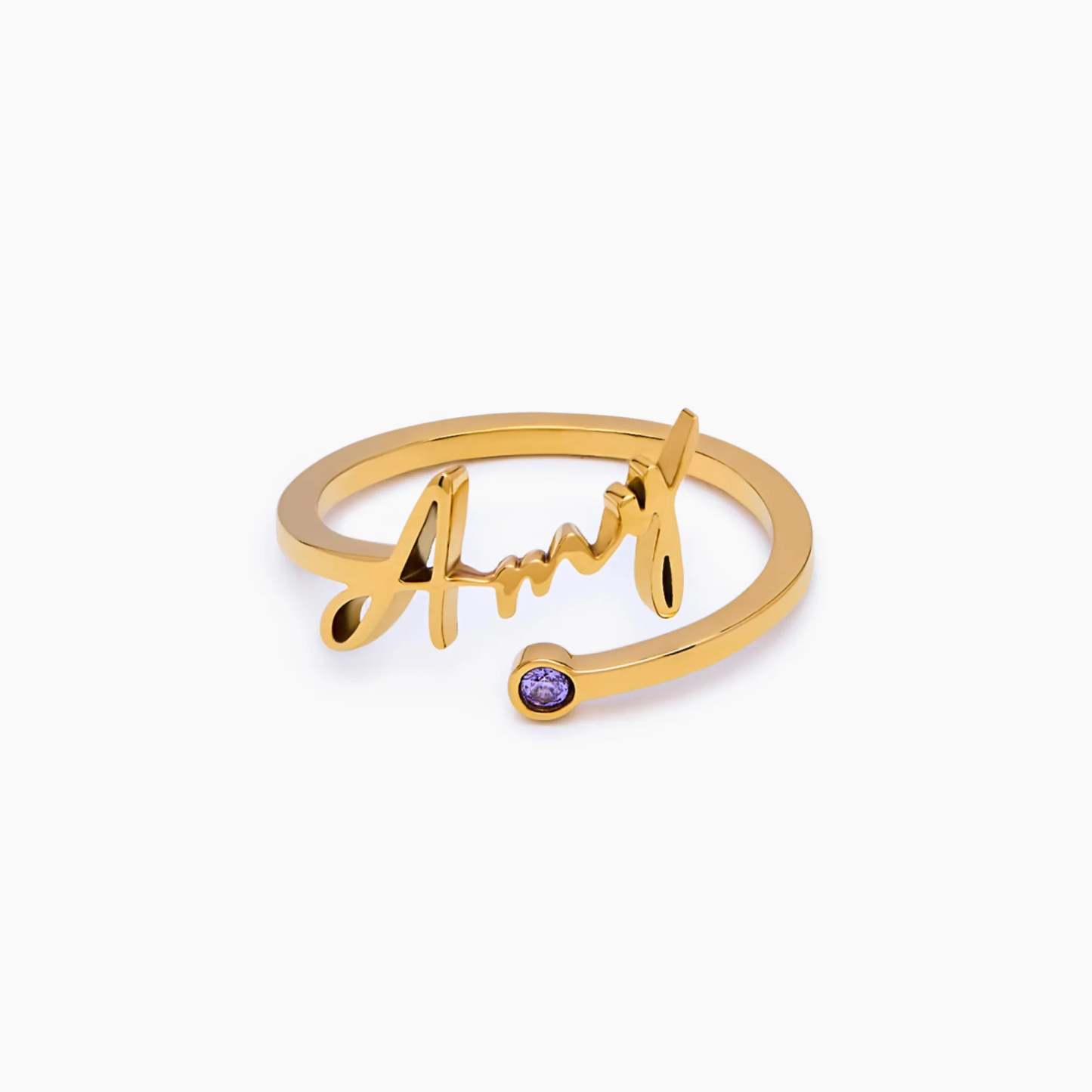 Bague Personnalisée Avec Nom Et Pierre De Naissance, Signature Manuscrite, Cadeau De Noël Pour Elle - votrecollierprenomfr