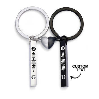 Ensemble Aimant Coeur Mignon Porte-clés Initial Personnalisé Spotify Musique Porte-clés Pour Couple - votrecollierprenomfr