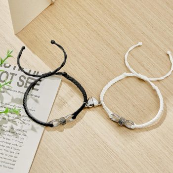 Bracelet De Projection De Photo Personnalisé, Bracelet Magnétique En Cœur Tissé, Cadeau Pour Couple - votrecollierprenomfr