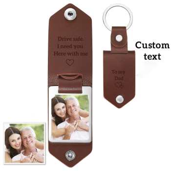 Porte-clés En Cuir Personnalisé Drive Safe Avec Texte, Cadeaux Pour Père - votrecollierprenomfr