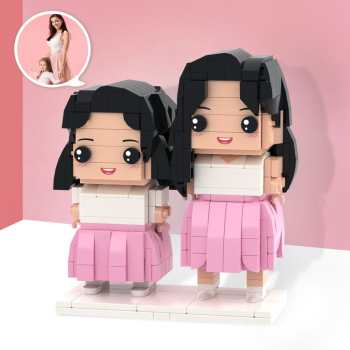 Figurines En Brique Mère Et Fille Personnalisables Entièrement Corps 2 Personnes Figurines En Brique Personnalisées - votrecollierprenomfr