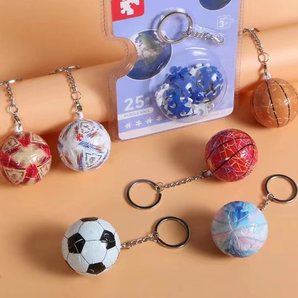 Porte-clés Puzzle 3d En Forme De Ballon De Sport, Mini Porte-clés Globe De Football Et De Basketball, Porte-clés Puzzle Sphérique 3d Amusant - votrecollierprenomfr