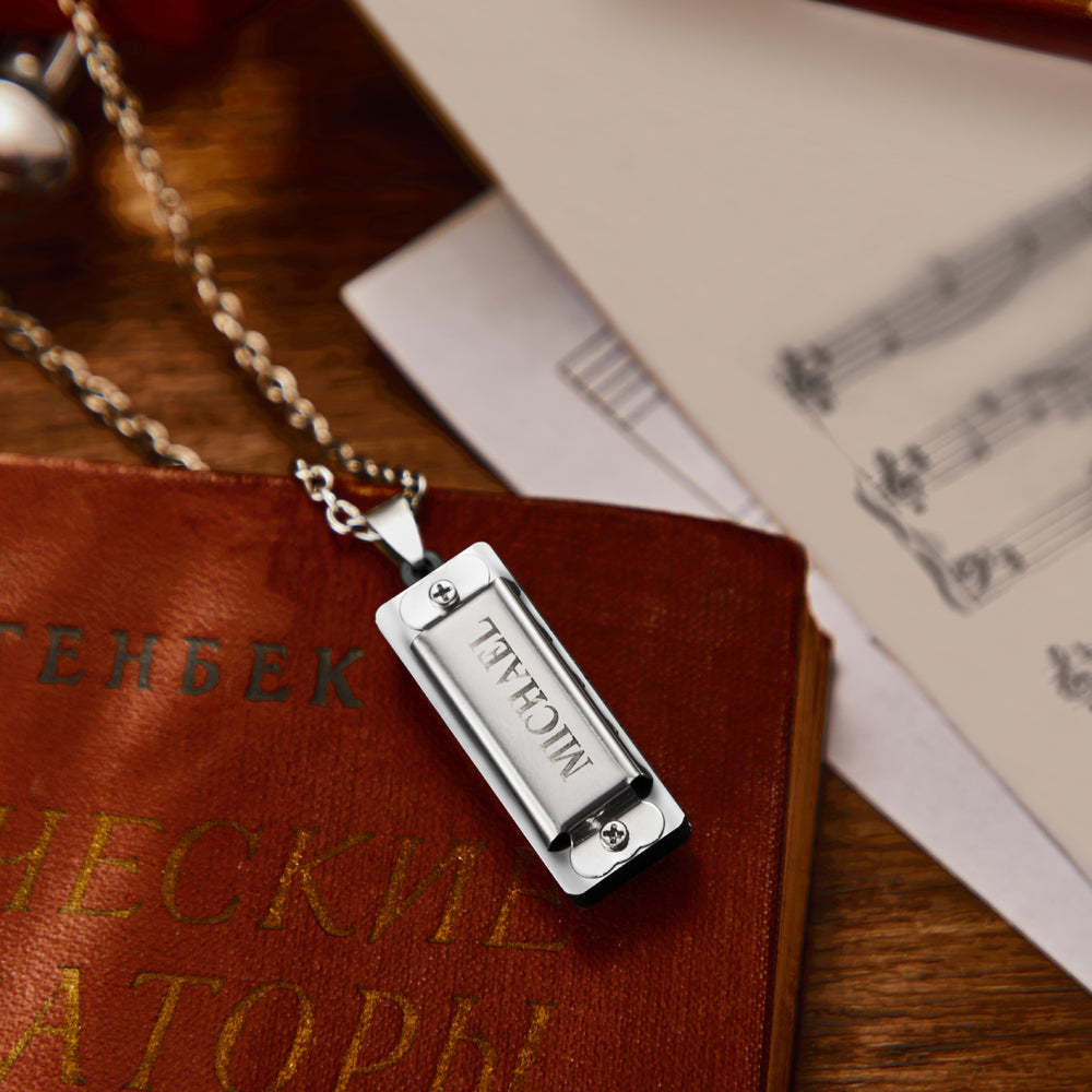 Custom Name Necklace, Custom Mini Harmonica Necklace, the Best Gift for Music Enthusiast
