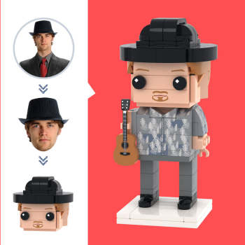 Figurines De Guitariste À Tête Personnalisée, Jouet En Bloc De Petites Particules, Cadeaux D'art En Brique Personnalisables - votrecollierprenomfr