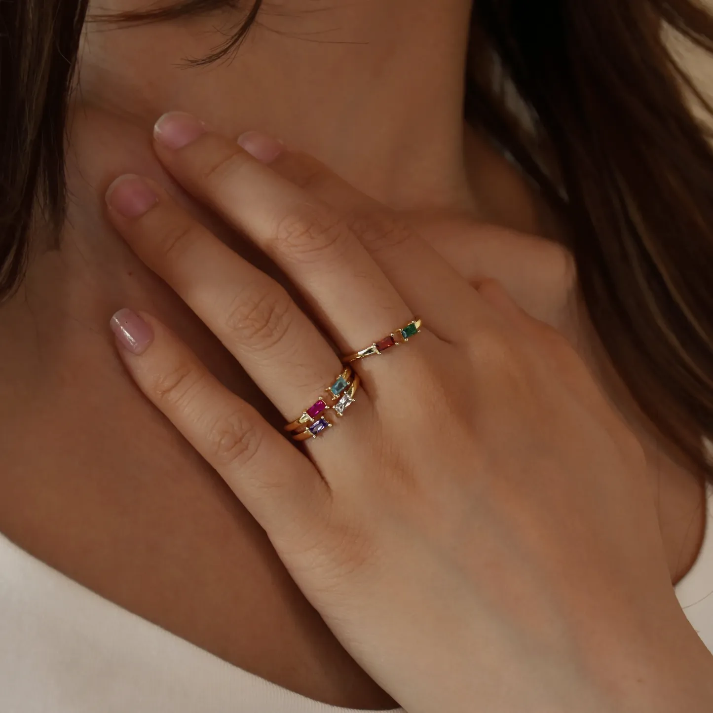 Bague Personnalisée Deux Pierres De Naissance Pour Couple - Cadeau Délicat Pour Un Anniversaire De Mariage - votrecollierprenomfr
