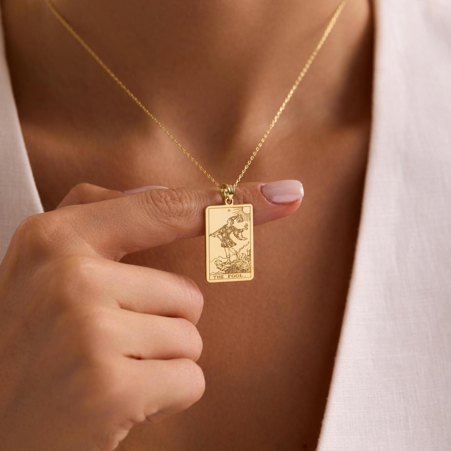 Collier Pendentif Carte De Tarot Personnalisée Avec Nom Et Texte, Arcanes Majeurs, Cadeau Pour Elle - votrecollierprenomfr