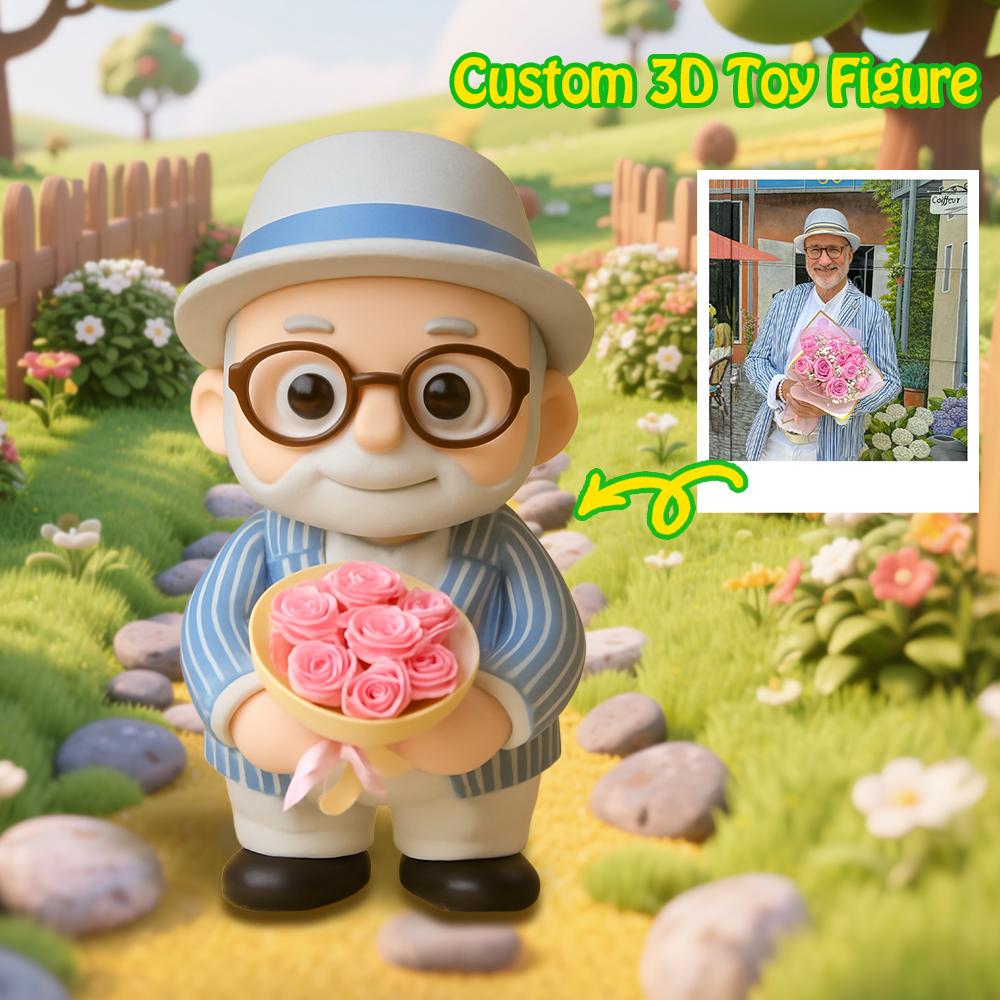 Figurine Articulée 3d Personnalisée : Transformez Votre Photo En Un Cadeau Unique Pour La Fête Des Pères, Pour Papa Ou Grand-père. - votrecollierprenomfr