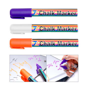 Paquet De 3 Marqueurs À Craie Effaçables Blanc + Orange + Violet - votrecollierprenomfr