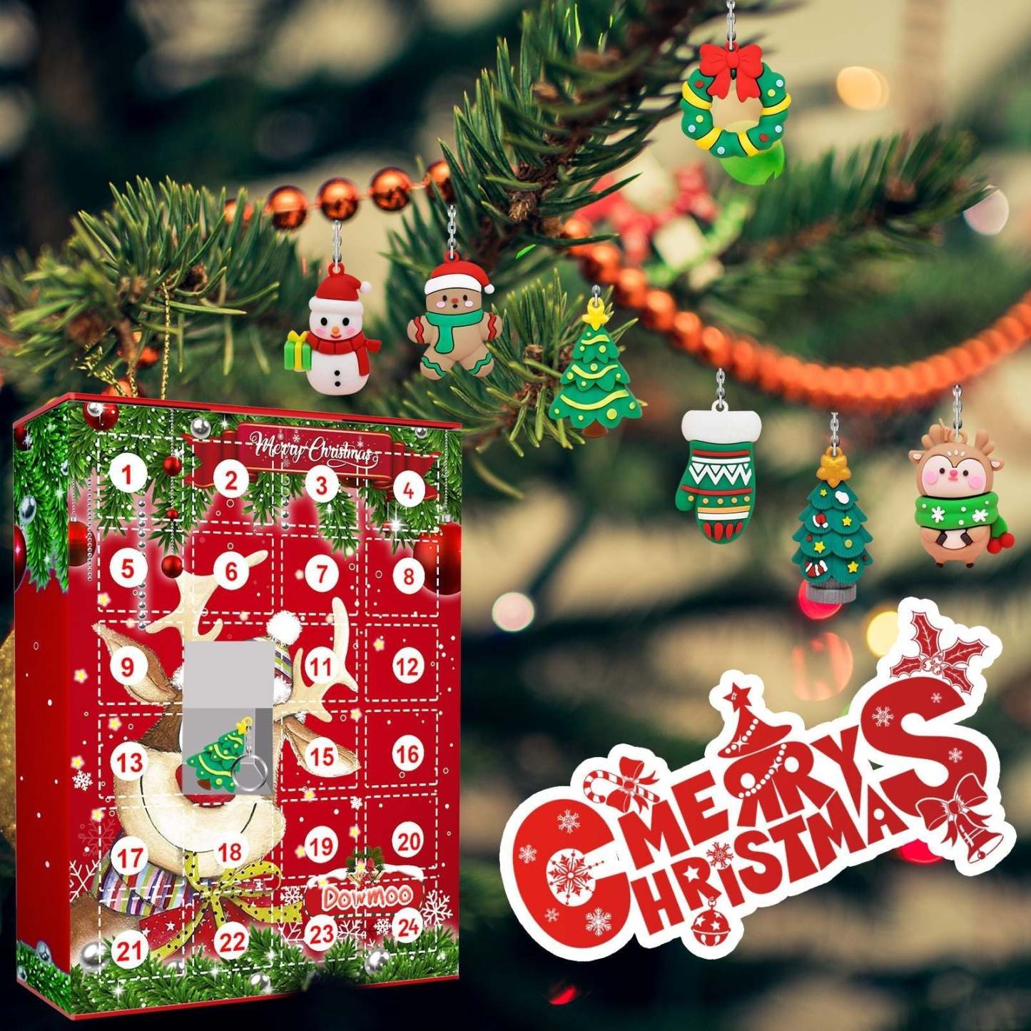 Boîte Aveugle D'ornement De Noël/porte-clés, Calendrier De Compte À Rebours De 24 Jours, Boîte À Cadeaux, Cadeau De Noël - votrecollierprenomfr