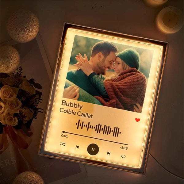 Cadeau Personnalisé De Musique De Miroir De Lumière De Nuit De Photo De Code De Spotify Pour Lui/son Cadeau De Jour De Père - votrecollierprenomfr