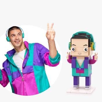 Corps Complet Personnalisable 1 Personne Figurines En Brique Personnalisées Petit Bloc De Particules Jouet Brique Moi Figurines Garçon Écoutant De La Musique - votrecollierprenomfr