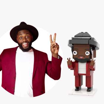 Corps Complet Personnalisable 1 Personne Têtes De Blocs De Briques Personnalisées Petit Bloc De Particules Homme Avec Chapeau - votrecollierprenomfr