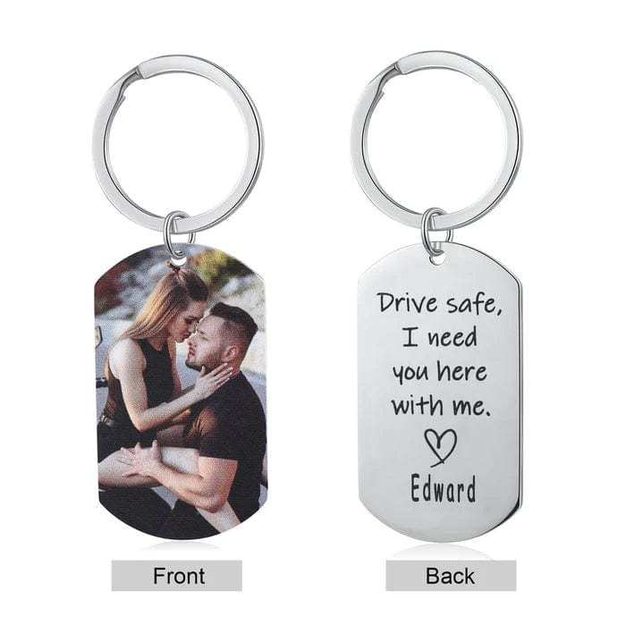 Porte-clés Photo Personnalisé Avec Nom Cadeaux De Fête Des Pères Pour Papa - votrecollierprenomfr