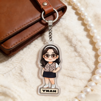 Porte-clés Acrylique Personnalisé Avec Nom Chibi – Porte-clés À L'effigie D'un Personnage De Dessin Animé À Partir De Votre Photo - votrecollierprenomfr