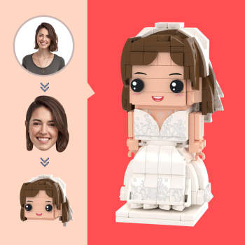 Figurines De Robe De Mariée Pour Fille, Tête Personnalisée, Jouet En Bloc De Petites Particules, Cadeaux D'art En Brique Personnalisables - votrecollierprenomfr