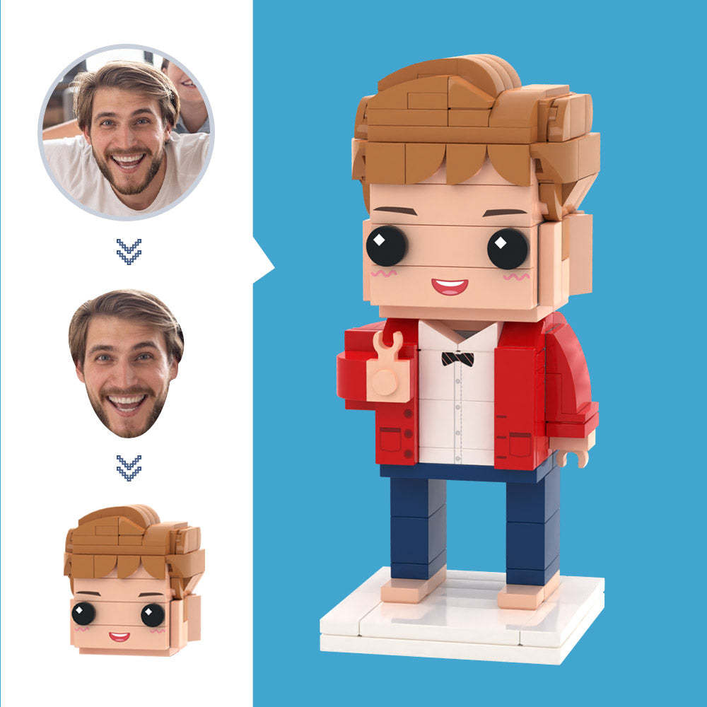 Figurines De Garçon Tête Personnalisées, Petit Bloc De Particules, Jouet Personnalisable Pour 1 Personne, Cadeaux D'art En Brique - votrecollierprenomfr