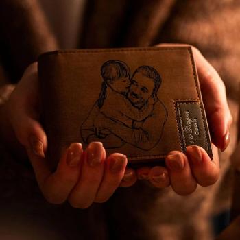Portefeuille Photo Personnalisé à Deux Volets Gravé Cadeau Pour Homme