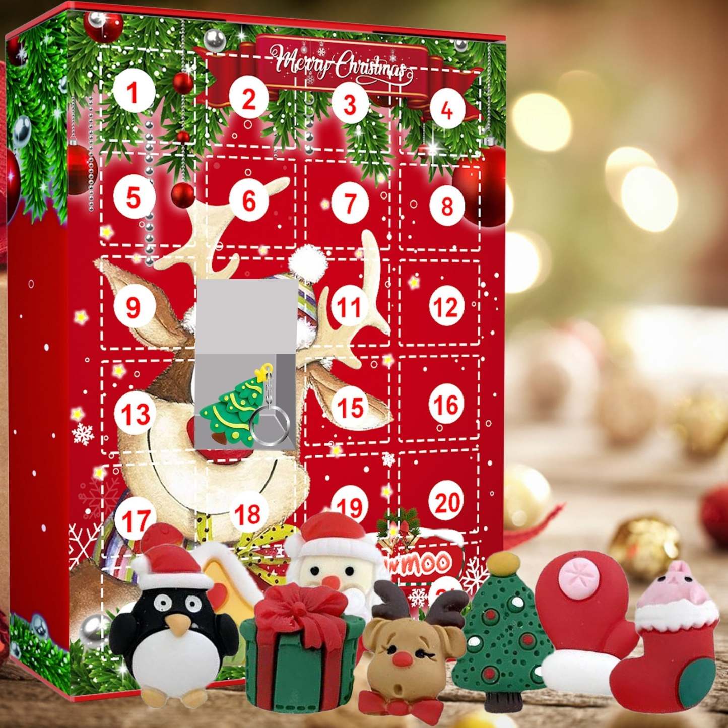 Boîte Aveugle D'ornement De Noël/porte-clés, Calendrier De Compte À Rebours De 24 Jours, Boîte À Cadeaux, Cadeau De Noël - votrecollierprenomfr
