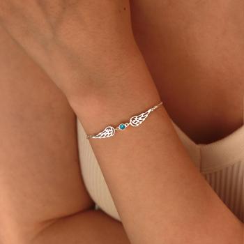 Bracelet Aile D'ange Personnalisé Pierre De Naissance, Bracelet Aile Ajustable Avec Pierre De Naissance Et Breloque Aile D'ange Gardien Et Pierre De Naissance - votrecollierprenomfr