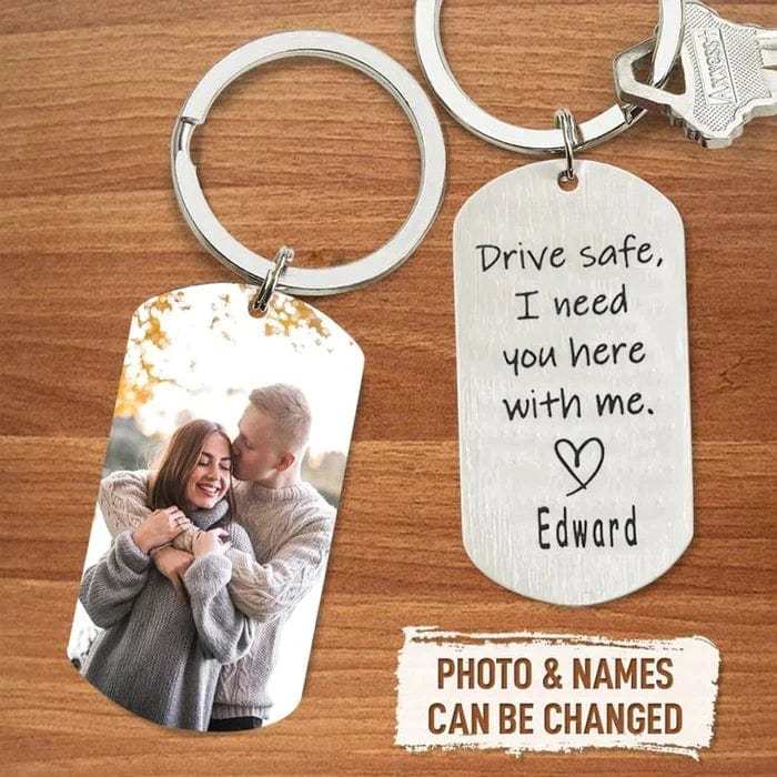 Porte-clés Photo Personnalisé Avec Nom Cadeaux De Fête Des Pères Pour Papa - votrecollierprenomfr