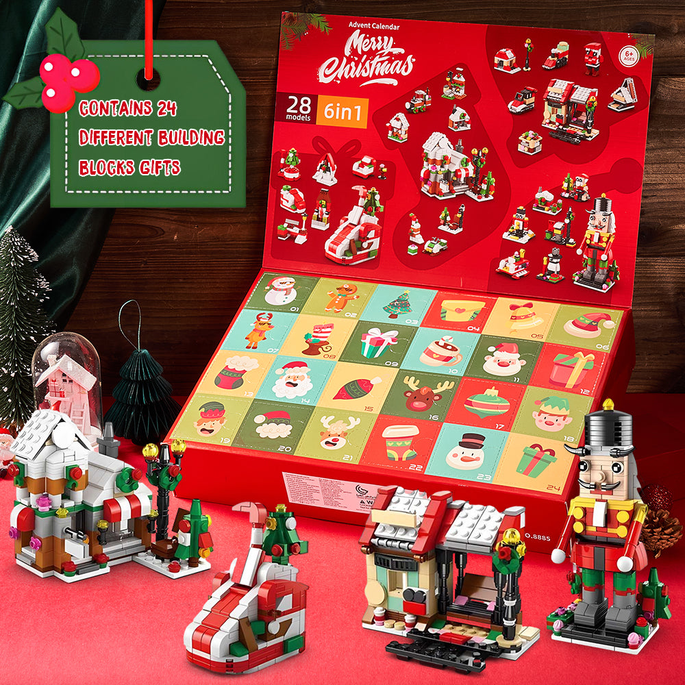 Figurines De Noël En Briques, Boîte Surprise, Calendrier De L'avent, Coffret Cadeau Casse-noisette, Figurines En Briques, Boîte Surprise