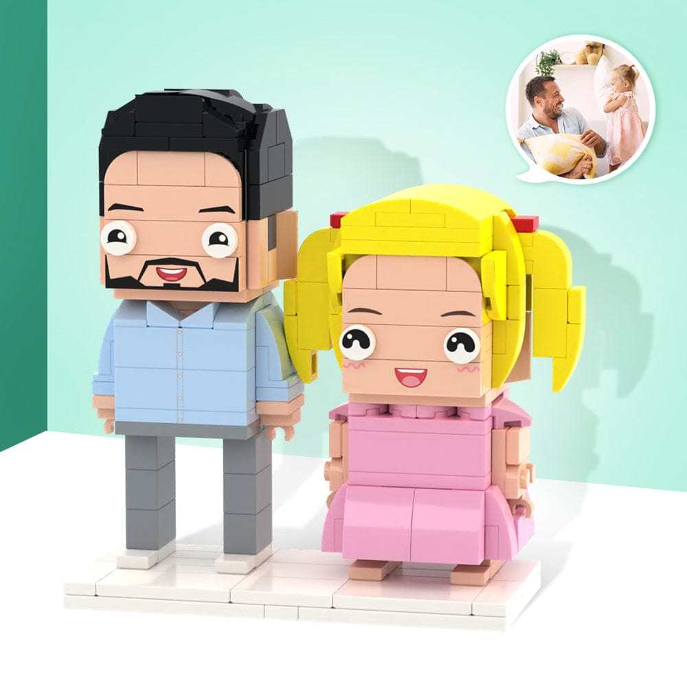 Cadeaux Personnalisés Pour Papa Personnalisable Entièrement Corps 2 Personnes Figurines En Brique Personnalisées - votrecollierprenomfr