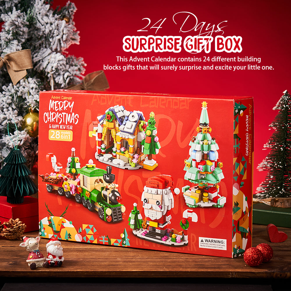 Figurines De Père Noël En Briques, Boîte Surprise, Calendrier De L'avent, Coffret Cadeau, Figurines Casse-noisette En Briques, Boîte Surprise
