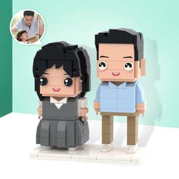Figurines En Brique Personnalisées Pour La Fête Des Pères Personnalisables Entièrement Corps 2 Personnes Figurines En Brique Personnalisées - votrecollierprenomfr