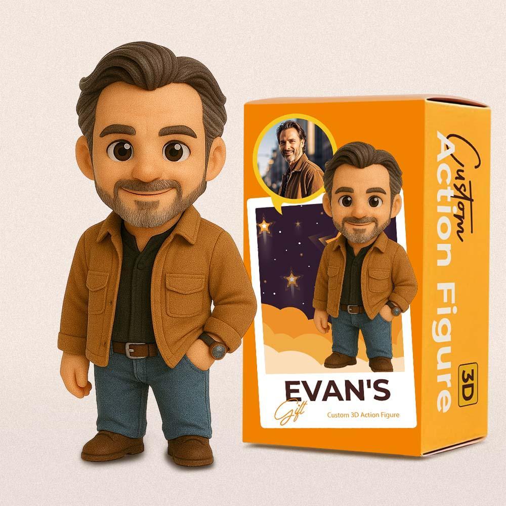Figurine Articulée 3d Personnalisée. Transformez Votre Photo En Un Cadeau Unique Pour Votre Père. - votrecollierprenomfr