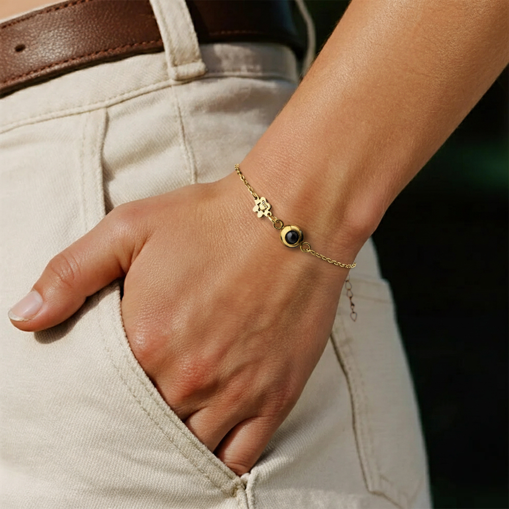Bracelet Avec Photo Et Nom De Votre Animal De Compagnie, Bracelet Personnalisé Avec Projection Du Nom De Votre Animal Pour Femme, Cadeau Idéal Pour Les Amoureux Des Animaux - votrecollierprenomfr