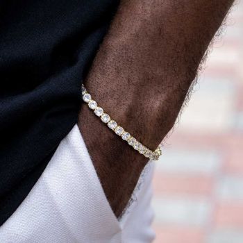 Bracelet De Tennis Classique En Or Style Hip Hop - votrecollierprenomfr