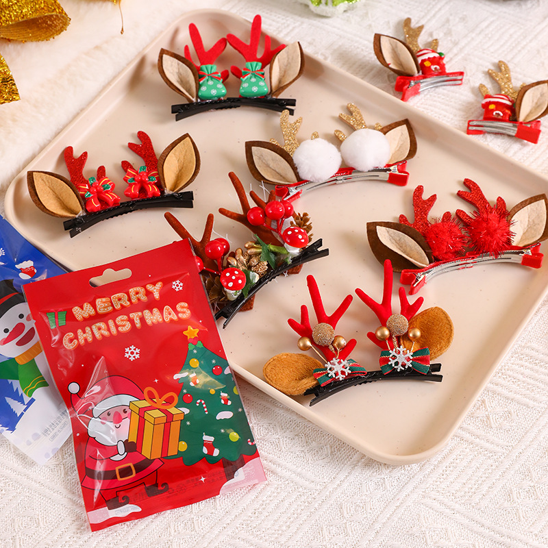 Pinces À Cheveux En Forme De Bois De Renne Pour Noël, Adorables Barrettes À Cheveux Oreilles De Renne, Accessoires De Cheveux Festifs (1 Acheté, 1 Offert !)