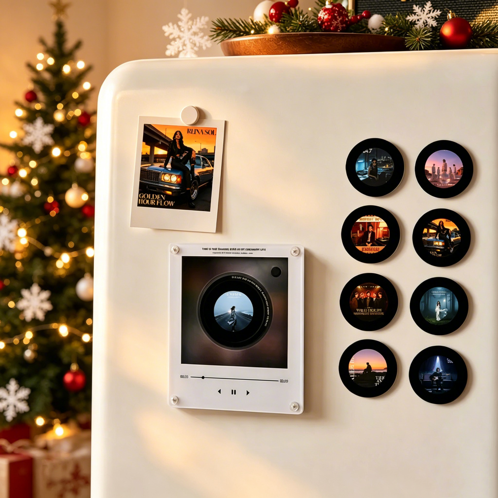 Mini Lecteur De Disques Vinyles Personnalisé Avec 9 Disques, Lecteur De Disques Magnétiques Et Batterie Rechargeable - Idée Cadeau De Noël - votrecollierprenomfr