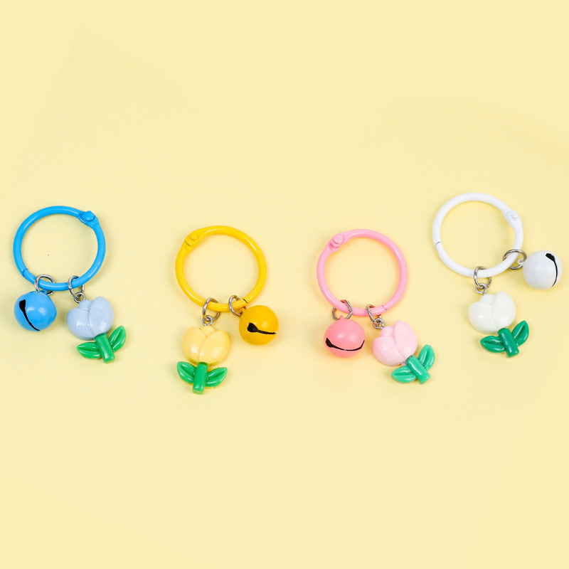 Floral Bell Keychain – Elegant Flower Pendant Accessory Sweet Flower Pendant Bag Charm