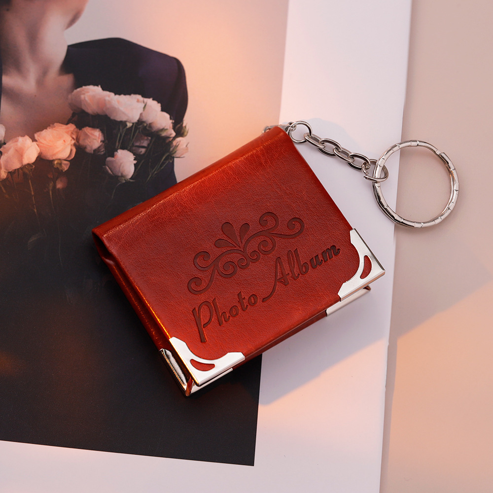 Porte-clés Album Photo En Cuir Personnalisé Style Vintage, Mini Livre Photo, Porte-clés Album Photo De Poche Romantique, Cadeau De Saint-valentin - votrecollierprenomfr