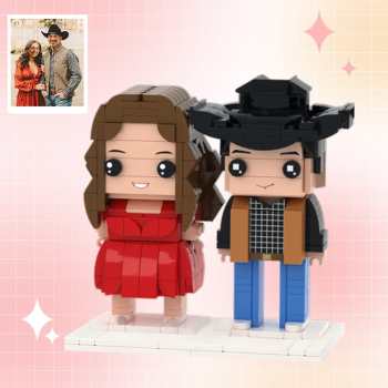 Personnalisable Entièrement Corps 2 Personnes Figurines En Brique Personnalisées Costume En Denim Brique Moi Figurines - votrecollierprenomfr