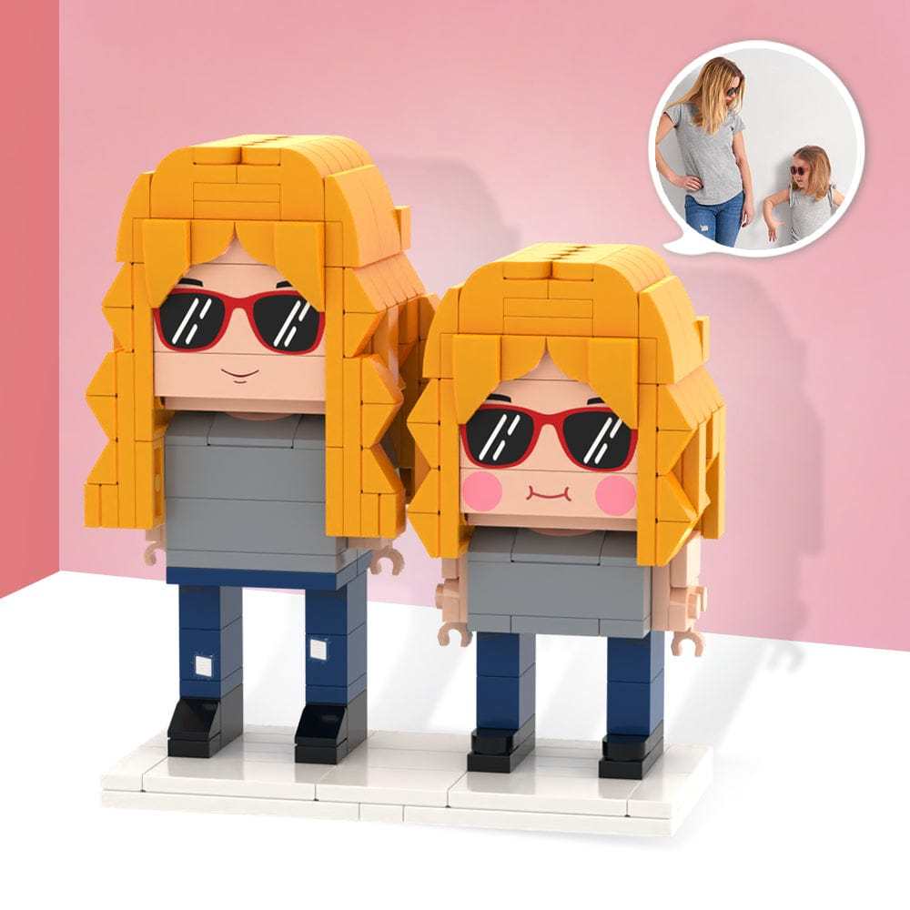Cadeaux Personnalisés Pour La Fête Des Mères, Corps Entièrement Personnalisable, Figurines En Brique Personnalisées Pour 2 Personnes - votrecollierprenomfr