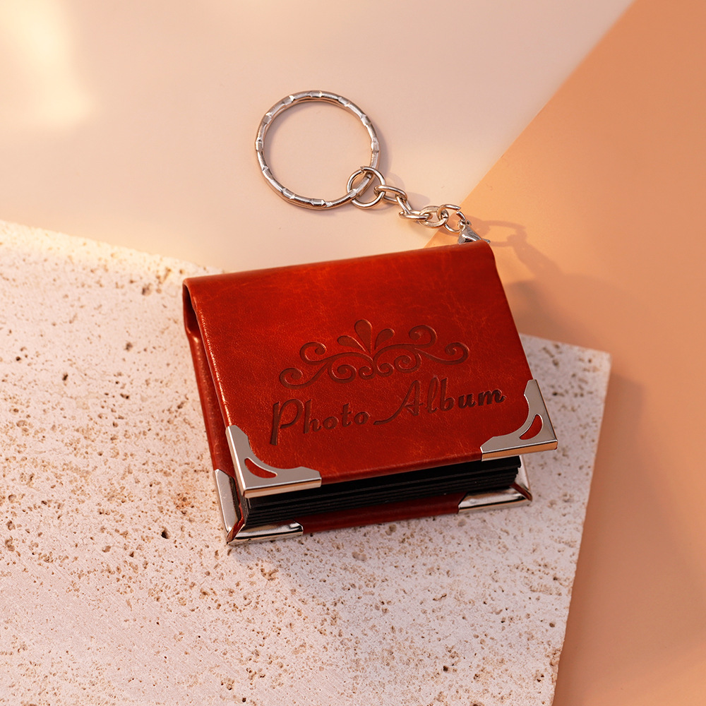 Porte-clés Album Photo En Cuir Personnalisé Style Vintage, Mini Livre Photo, Porte-clés Album Photo De Poche Romantique, Cadeau De Saint-valentin - votrecollierprenomfr