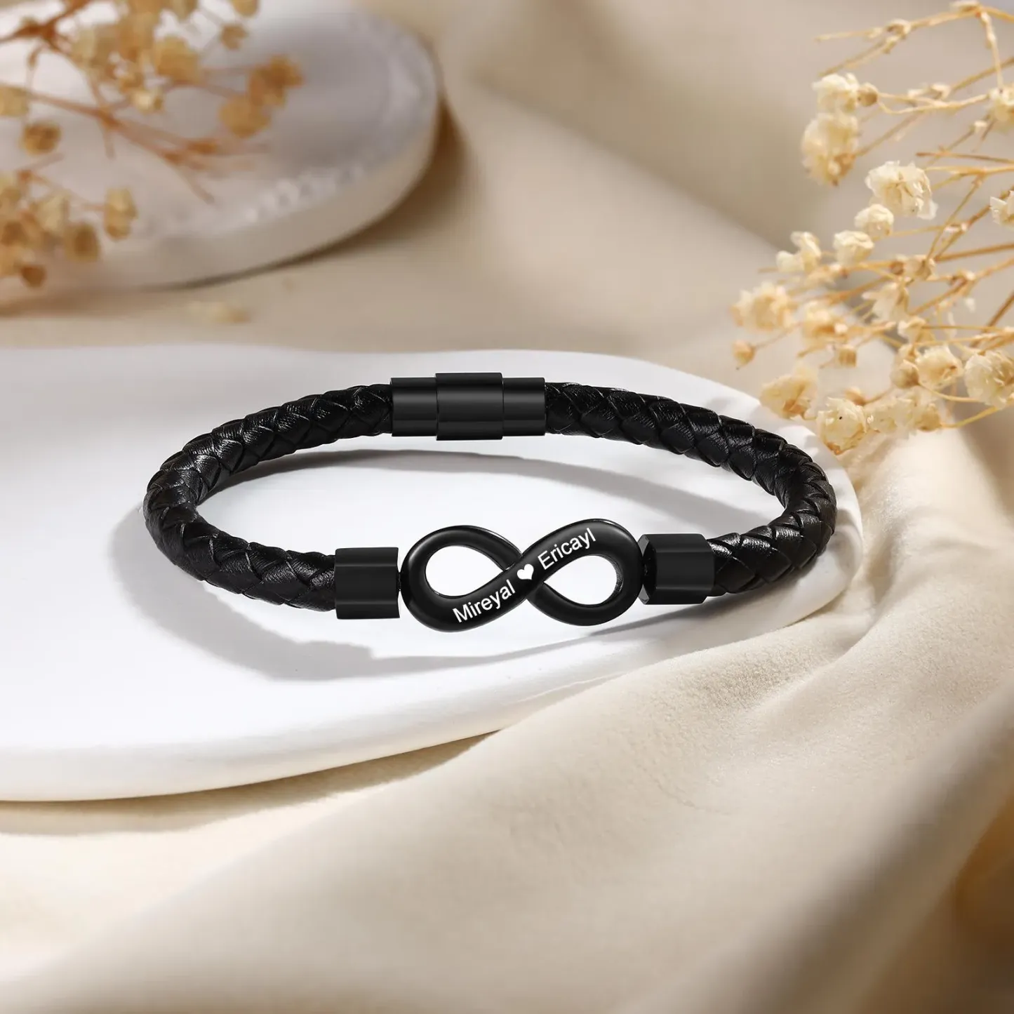Bracelet Infini Personnalisé Pour Couple, Avec Noms Gravés, Cadeau Pour La Saint-valentin, Pour Lui Et Elle - votrecollierprenomfr
