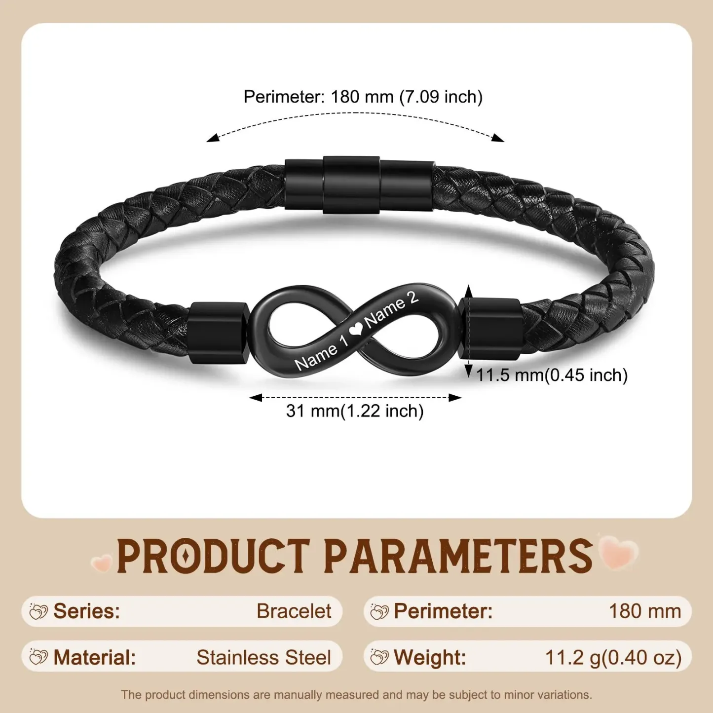 Bracelet Infini Personnalisé Pour Couple, Avec Noms Gravés, Cadeau Pour La Saint-valentin, Pour Lui Et Elle - votrecollierprenomfr