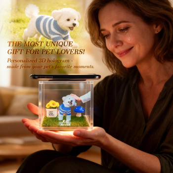 Maison Holographique Personnalisée Pour Animaux De Compagnie | Ornement Commémoratif Holographique | Chérissez Le Souvenir De Votre Animal Grâce À La Projection - votrecollierprenomfr