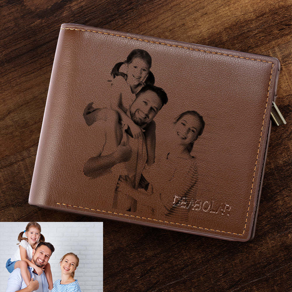 Portefeuille Photo Personnalisé Avec Photo Gravée, Cadeaux Pour La Fête Des Pères - votrecollierprenomfr