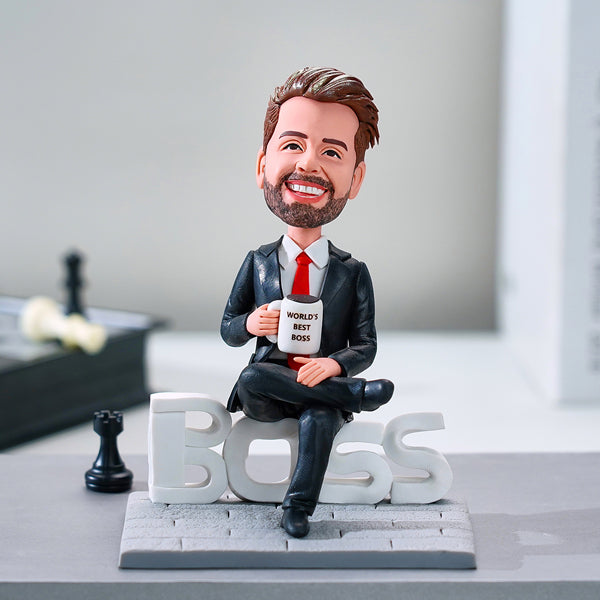 Cadeau Bobblehead Personnalisé Pour Patron Dominateur Patron Masculin Bobblehead Avec Texte - votrecollierprenomfr