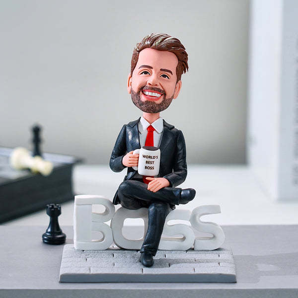 Cadeau Bobblehead Personnalisé Pour Patron Dominateur Patron Masculin Bobblehead Avec Texte - votrecollierprenomfr